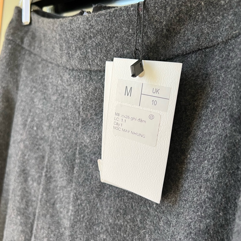 NWT🔖Lobbster Vietnamese Designer Brand Grey Draped Midi Skirt Wool A-line - Picture 2 of 12